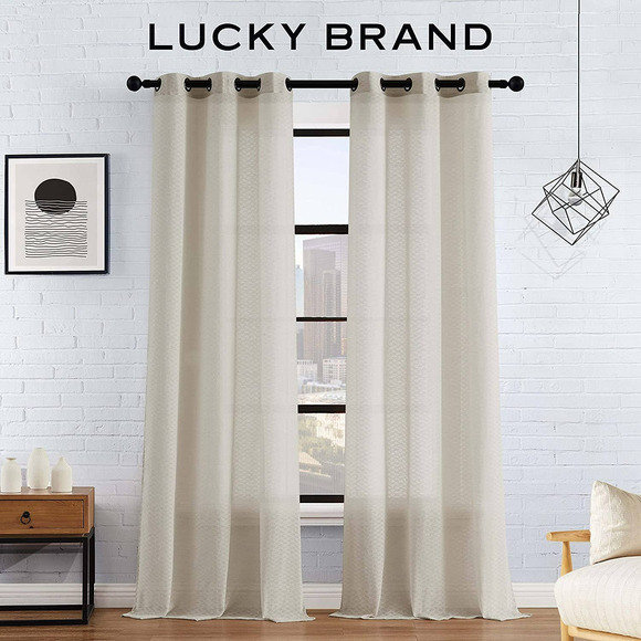 LUCKY BRAND SET OF TWO GROMMETS AND TIEBACKS CREAM - Picture 2 of 4